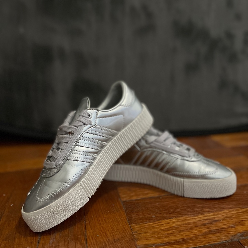 Worn only once! Adidas silver fashion sneakers.
